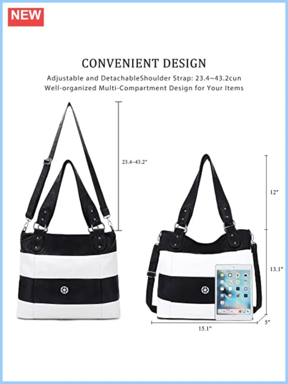 Vegan Leather Multi-Color Striped Hobo Crossbody Bag with Zippers